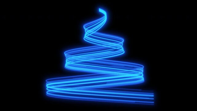 Looping 3D animation of luminous neon ribbons weaving through an endless circular motion