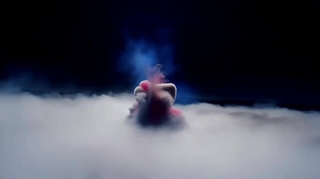 Vibrant Colored Smoke Swirls Against Dark Background.
