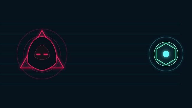 Cyber attack blocked by security shield animation