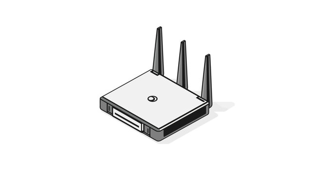 Isometric wireless internet router networking icon.