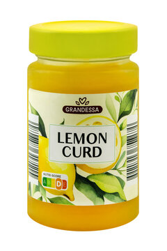 1 Glas Lemon Curd von Grandessa Hintergrund weiss