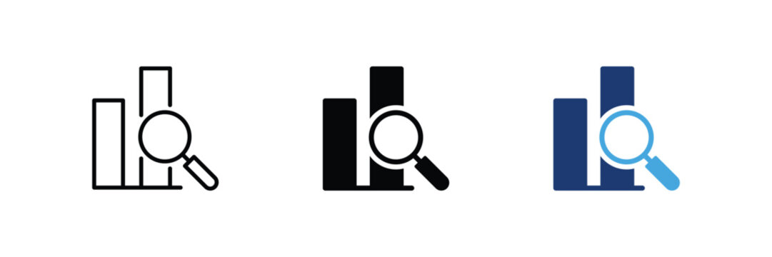 Competitor analysis and business market research icon set