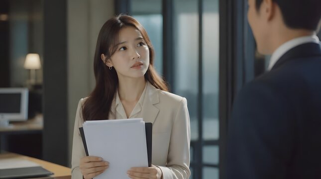Office Romance Scene in Korean Drama Film Style