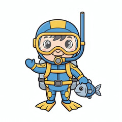Obraz premium Cute Scuba Diver Boy