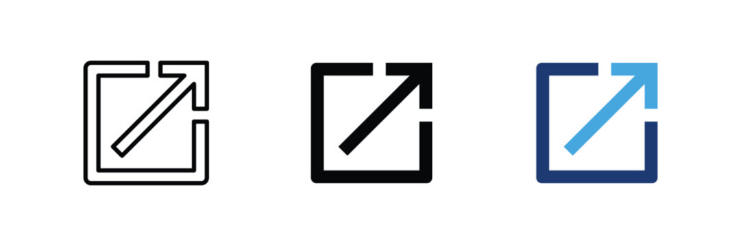 Outbound link and external redirect vector icon set