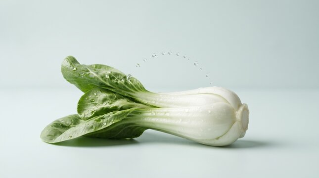 Close-Up of Fresh Bok Choy with Crisp Green Leaves