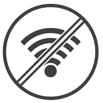 Black circular no wifi sign showing offline connection status