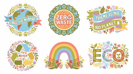 Obraz premium Eco-friendly save the planet, zero waste, recycle, and nature graphics