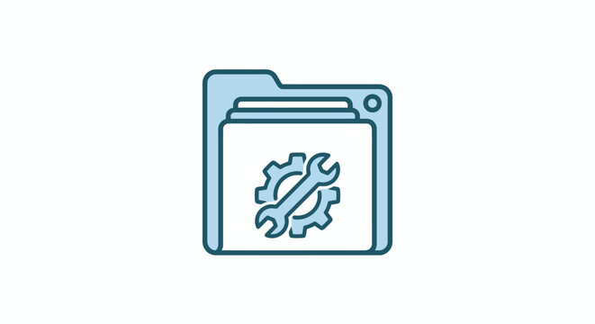 Gear icon on a file folder.