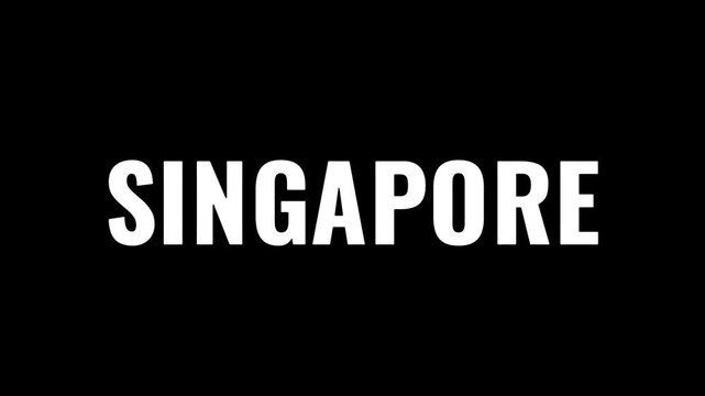 Singapore bold white text lettering on a black background graphic design vector illustration concept
