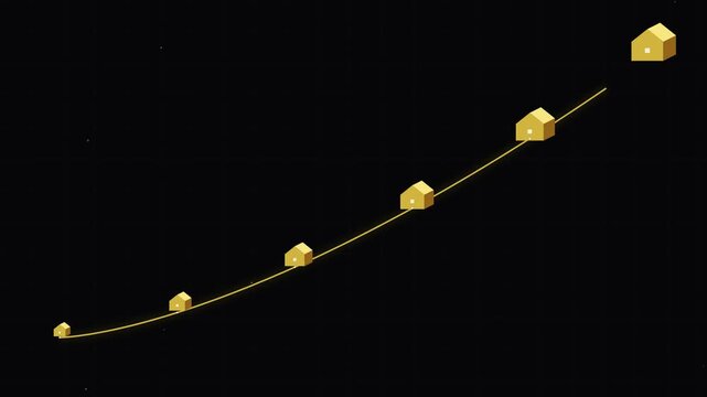 Increasing house prices growth chart graph real estate investment property value growth concept