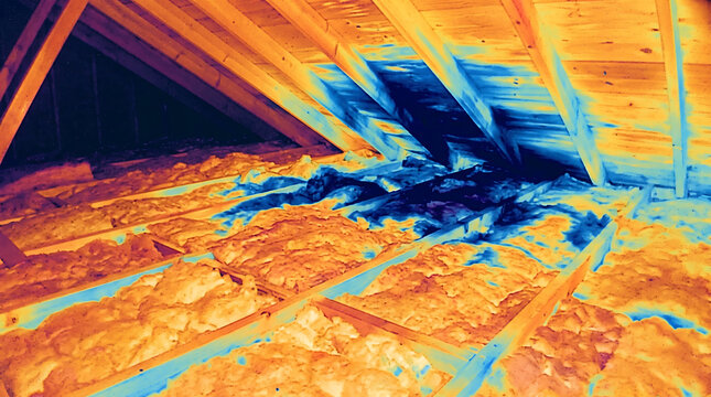 Infrared Thermal Image of Attic Insulation Defect and Heat Loss Leakage