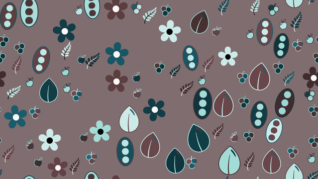 Stylized floral and fruit pattern