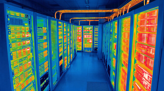 Infrared Thermal Image of Server Room and Data Center Rack Heat Management