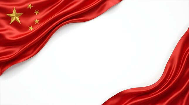 A beautifully waving chinese national flag with ample white space perfect for text or additional design elements