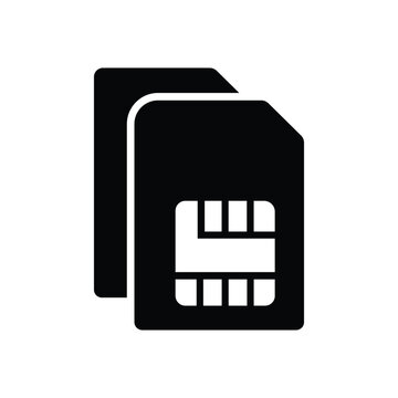 Dual SIM card icon vector illustration. Two black silhouette sim cards isolated on a white background