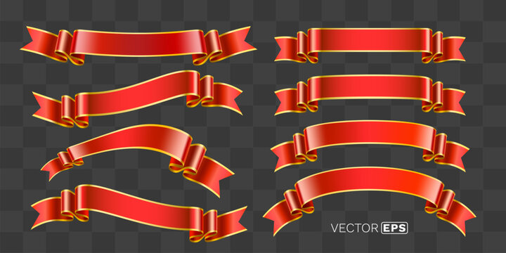 Elegant red ribbon banners with golden trim.