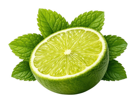 PNG Fresh lime with mint leaves