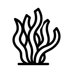 Black outline seaweed or aquatic plant leaves graphic icon with underwater isolated wildlife © Rimi