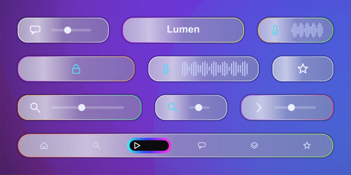 Flat ui music player interface with play button glowing Vector
