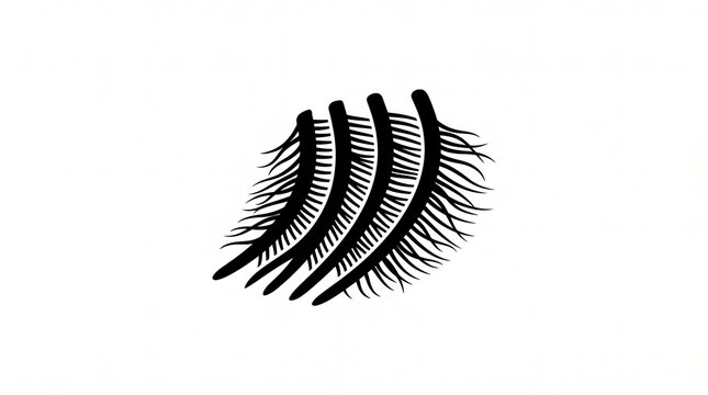 Abstract black feather like shapes on white background