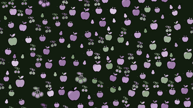 Fruit pattern with apples, cherries, and pears
