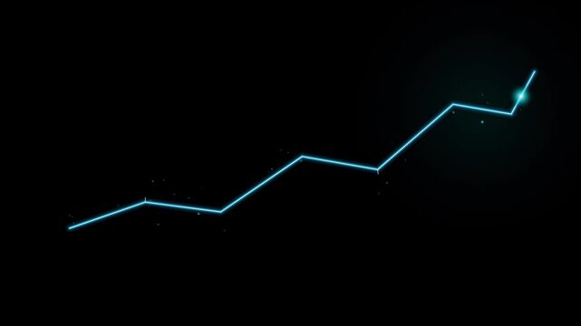 Futuristic blue glow line graph rising over time tech business, crypto market, data analytics intro 4k motion background