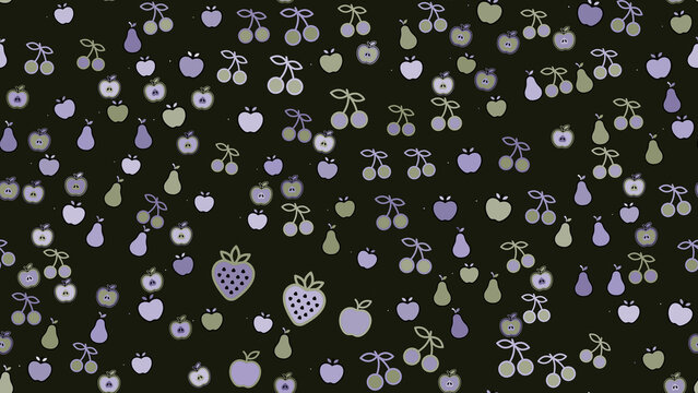 Seamless pattern of stylized fruits