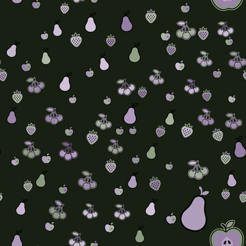 Seamless Pattern of Stylized Fruits