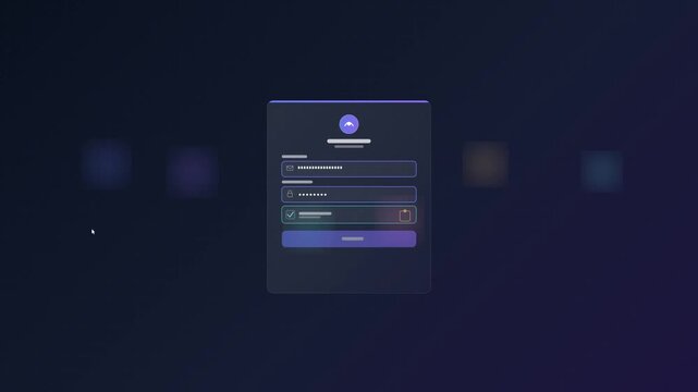 User login interface animation with authentication error and success states on dark background.