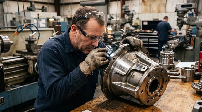 Forged Steel Component Being Checked For Surface Defects
