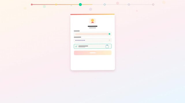 User login interface animation filling credentials on solid pastel background