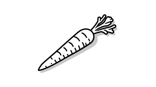 Minimalist black line art carrot vegetable illustration.