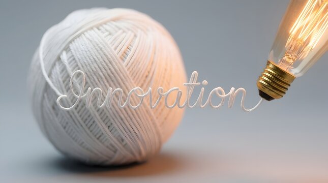 Innovation concept with light bulb and yarn