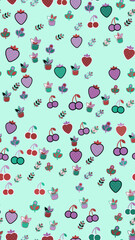 Stylized fruit and plant pattern