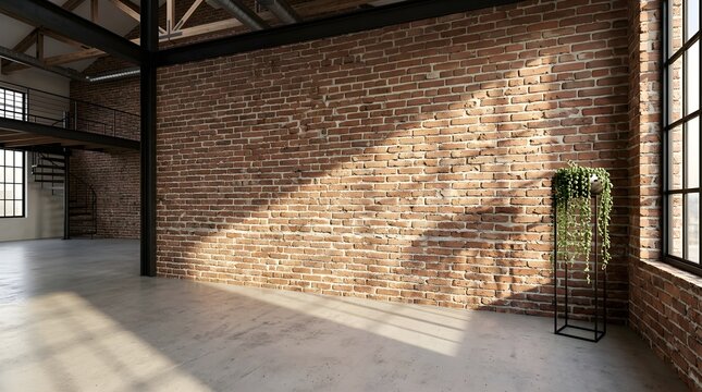 Industrial loft mockup with concrete wall and microcement floor