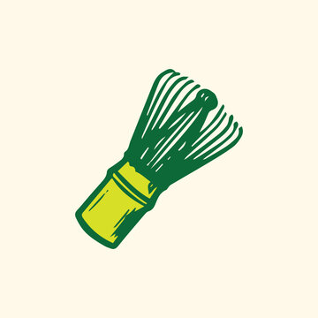 Bamboo Tea Whisk Doodle Hand Drawn Vector