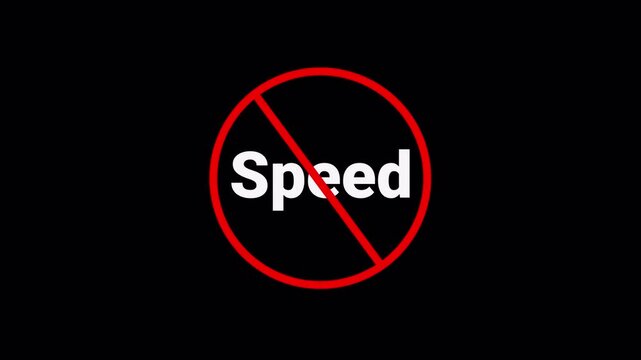 Red Speed Prohibition Symbol Sign Animation Isolated on Transparent Background, stop or no speed forbidden red circle animation, Warning, prohibited or ban icon animation. Speed Prohibition Symbol 4k.