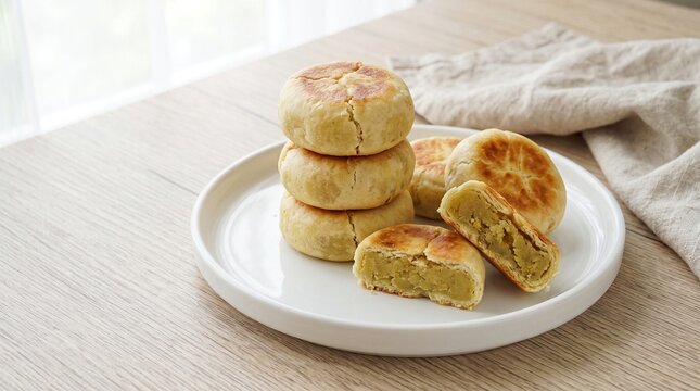 Indonesian Bakpia Pathok Sweet Mung Bean Pastry Dessert from Yogyakarta	