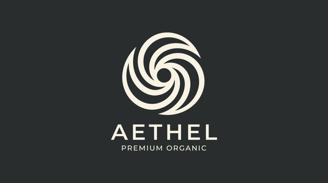 Abstract spiral swirl logo for premium organic products.