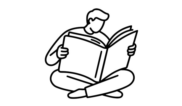 Person reading open book learning education line icon outline vector illustration