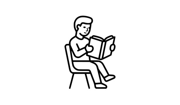 Person reading book learning line icon outline vector symbol for education