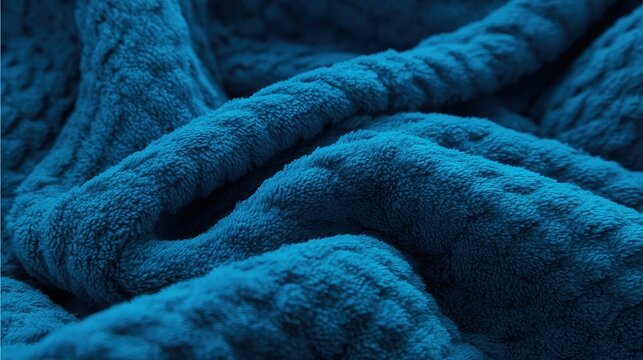 Close up of soft blue fabric textile with cozy texture for interior decoration and design inspiration
