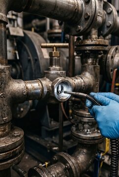 Needle Valve Being Examined Under A Borescope Camera