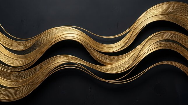Abstract background with flowing copper and black wavy lines in a modern luxury style for elegant graphic design projects