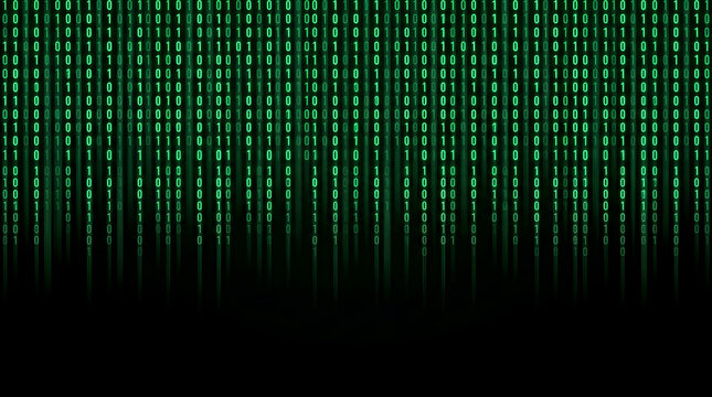 Digital Data Processing Concept with Binary Code Pattern on Black Background