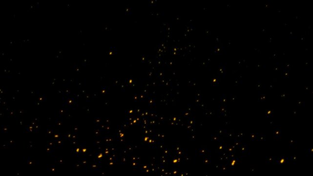 Fire Particle Embers, Glowing Orange Sparks, Floating Burning Ash, Hot Ember Particles, Fire Effect Animation, Black Background, 4K