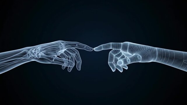 Digital hand connecting via virtual wireframe network