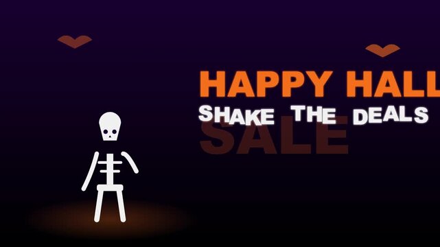 Halloween sale loading bar with dancing skeleton animation
