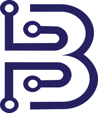 Abstract letter b logo design with digital circuitry lines letter b tech logo abstract b connection nodes technology logo digital art letter b circuitry technology monogram abstract
